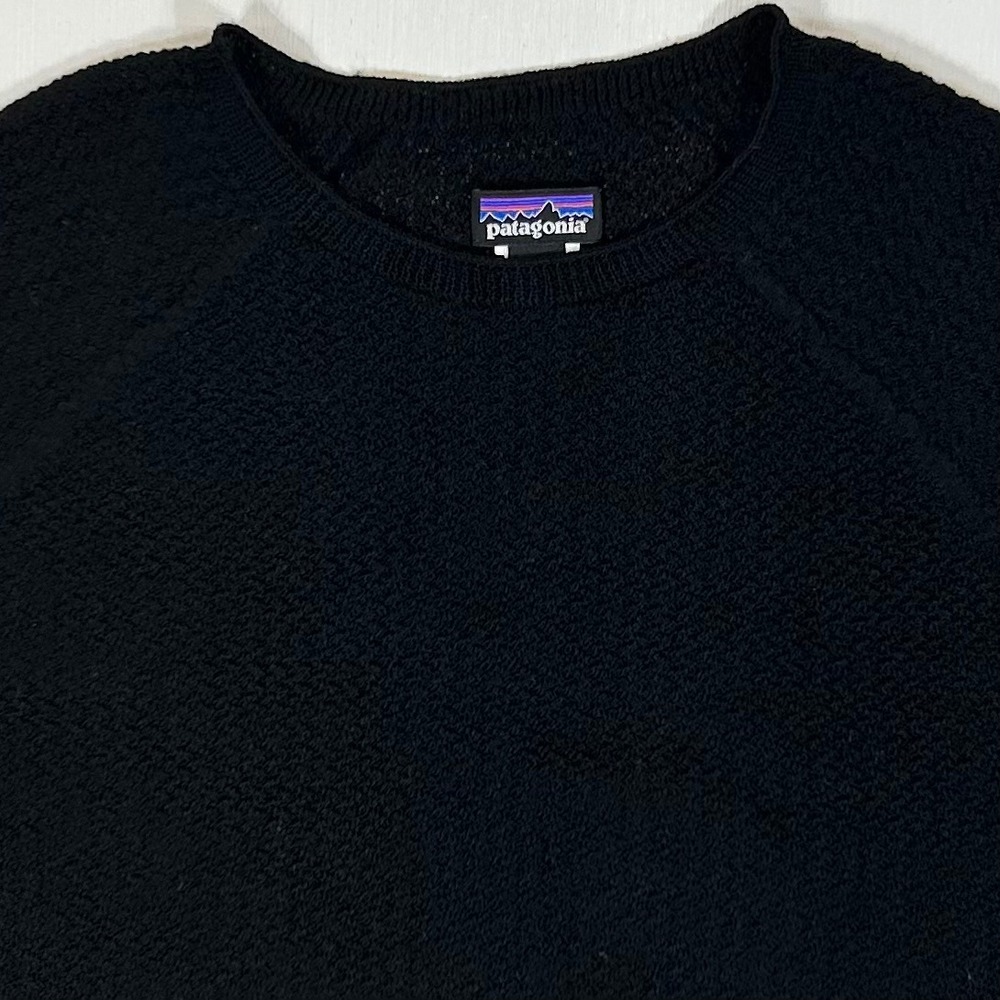 Patagonia Mens Black Textured Knit Raglan Crewneck Sweater Large